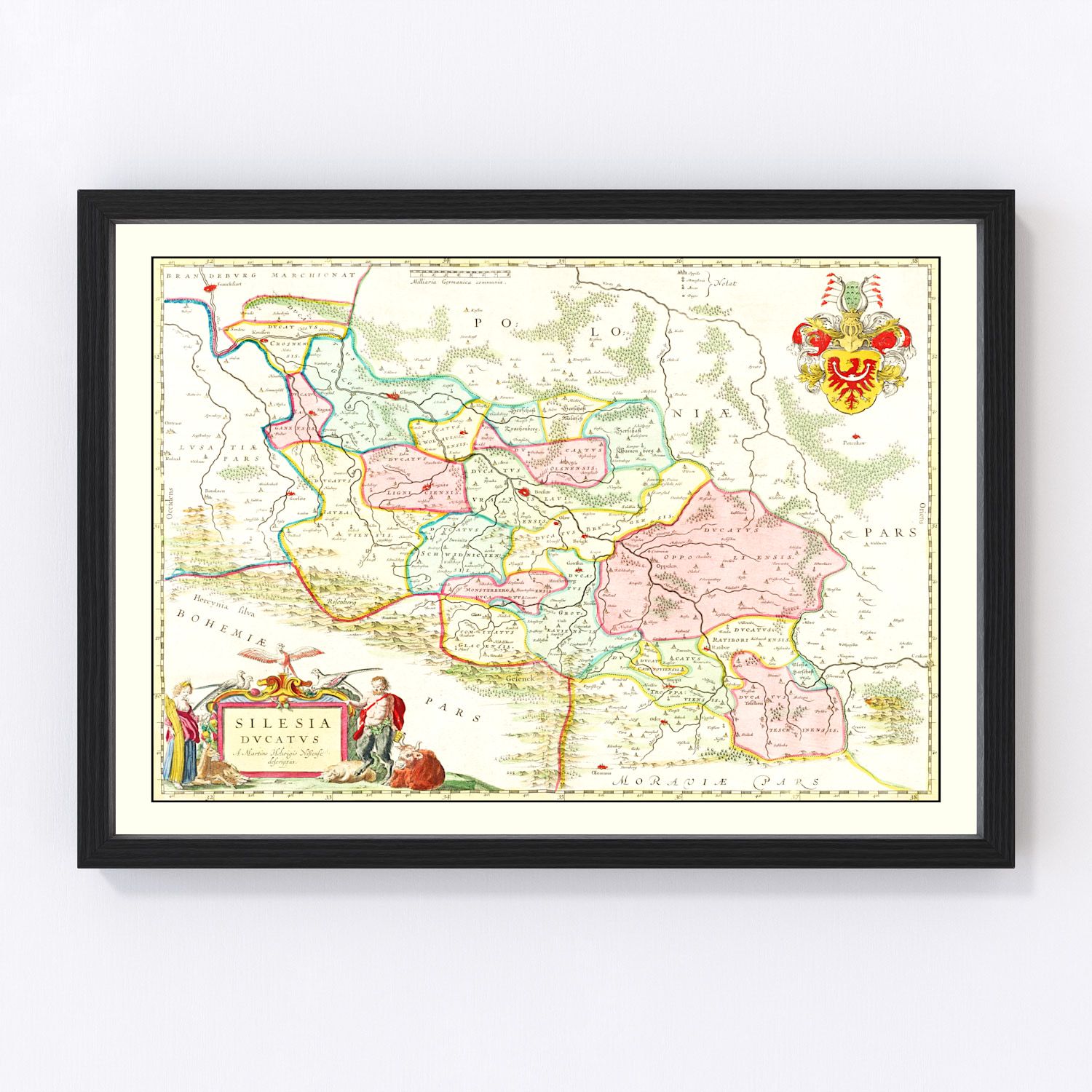 vintage map of Silesia, Germany, 1665