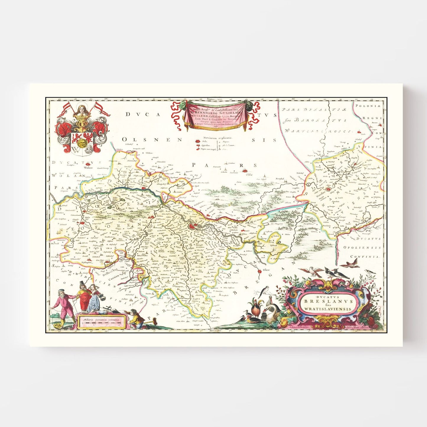 Vintage Map of Breslau (Wroclaw), Poland, 1665