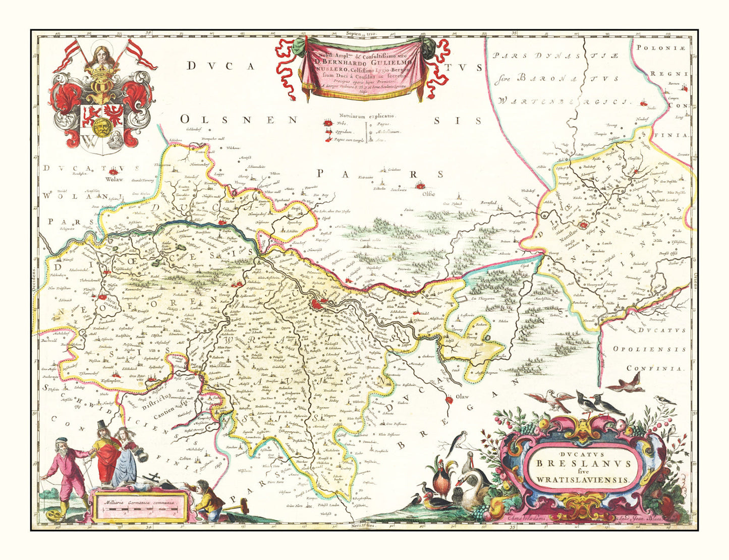 Vintage Map of Breslau (Wroclaw), Poland, 1665