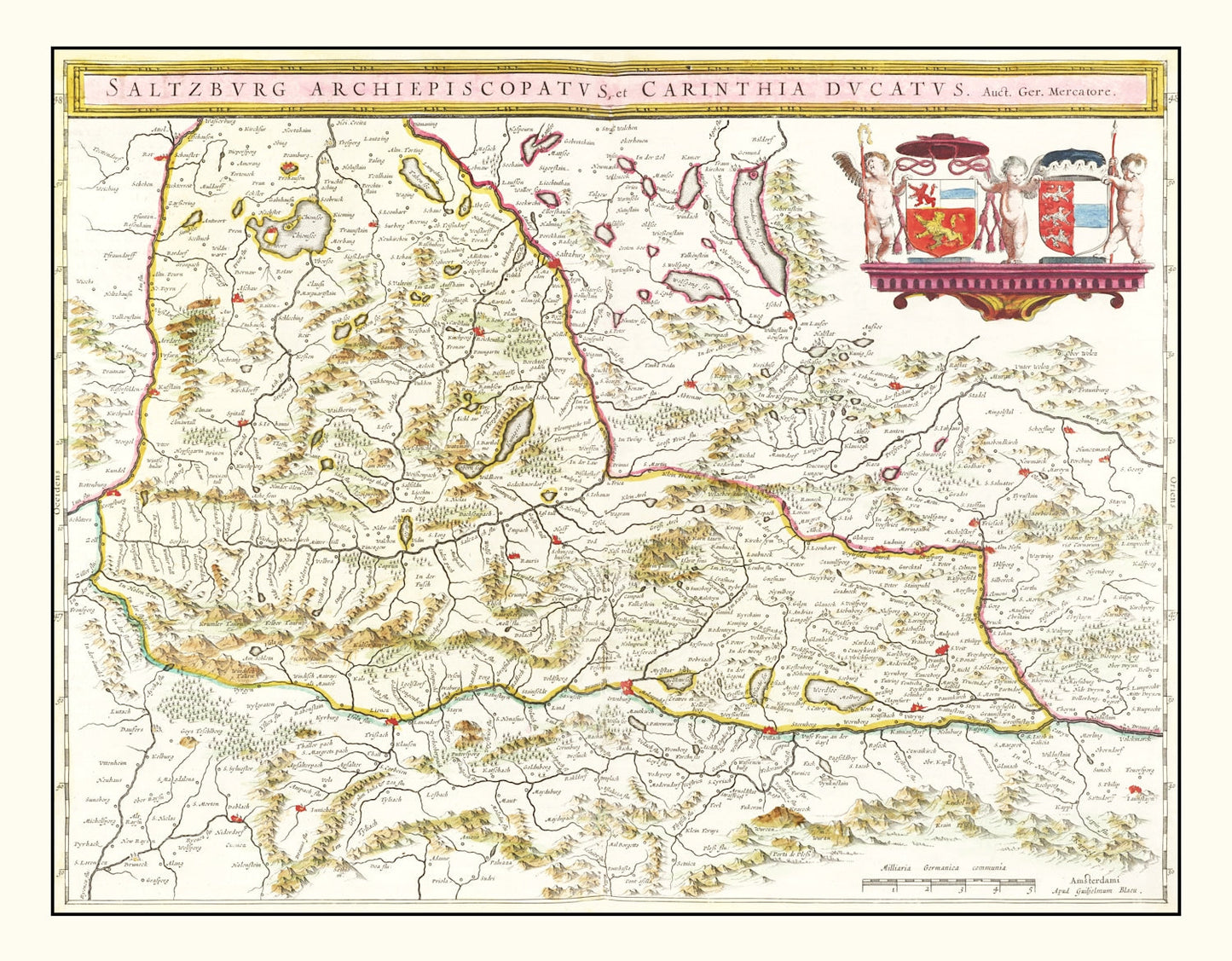 Vintage Map of Western Austria 1665