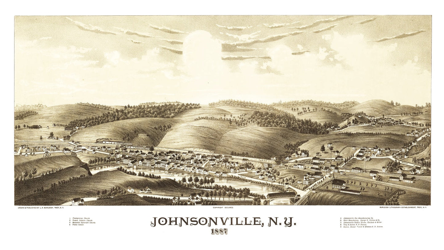 Vintage Map of Johnsonville, New York, 1887