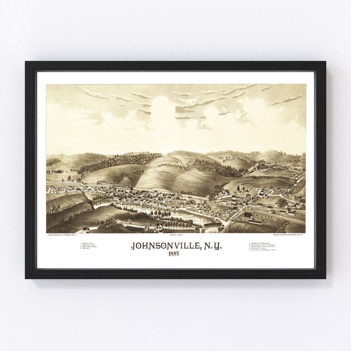Vintage map of Johnsonville, New York, 1887