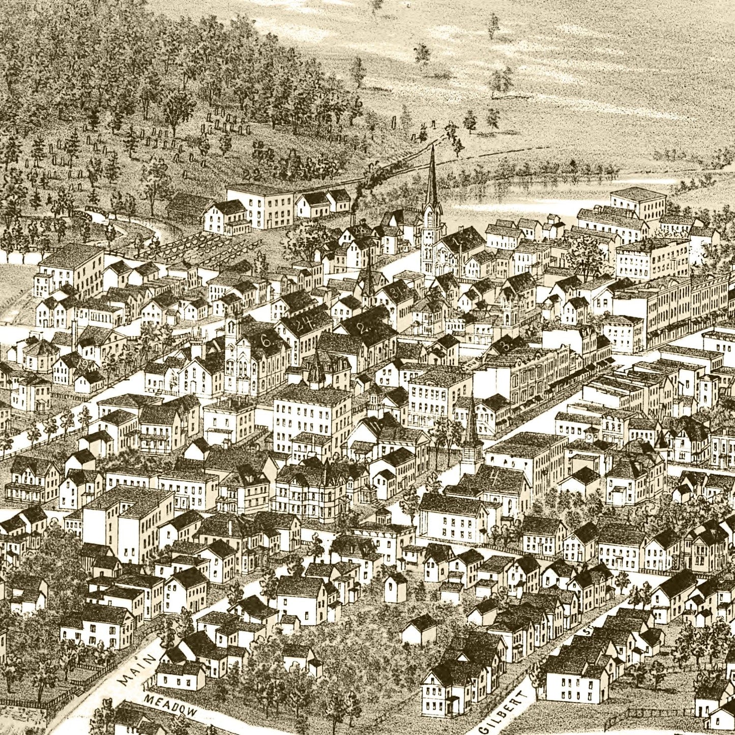 Vintage Map of Johnstown, New York, 1888