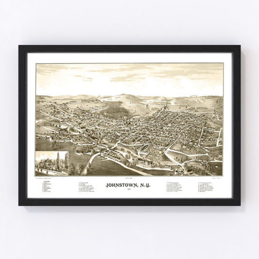 Vintage map of Johnstown, New York, 1888