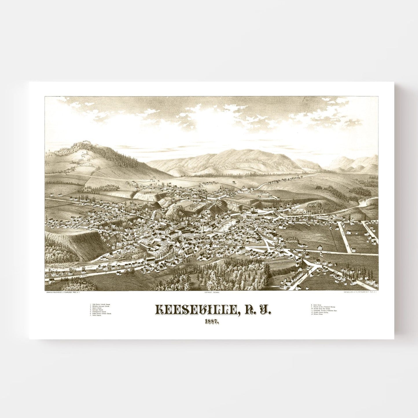 Vintage Map of Keeseville, New York, 1887