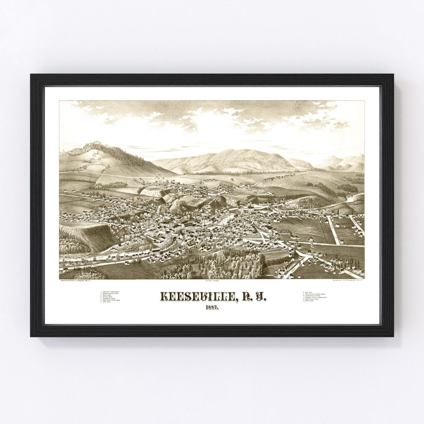 Vintage map of Keeseville, New York, 1887