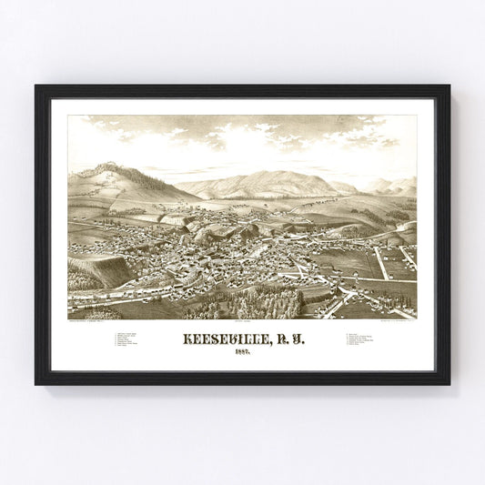 Vintage map of Keeseville, New York, 1887
