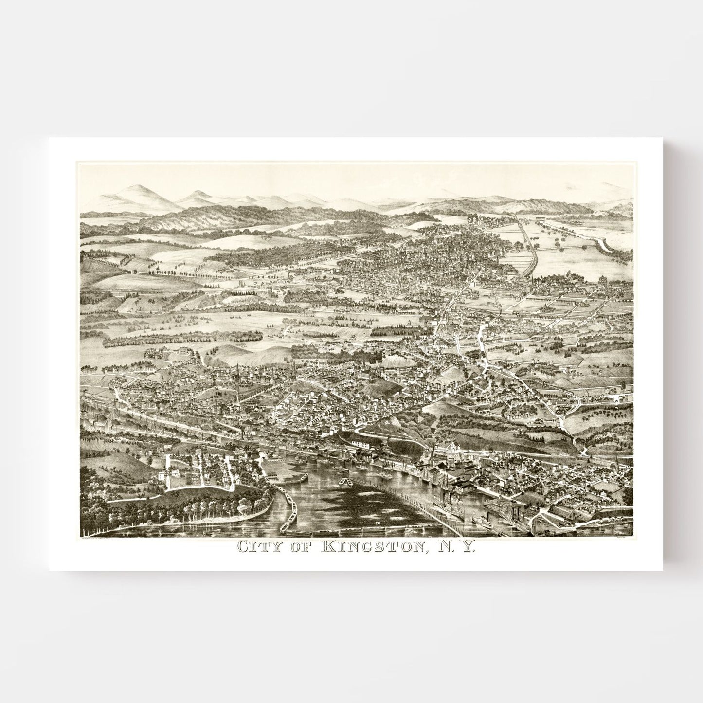 Vintage Map of Kingston, New York, 1875