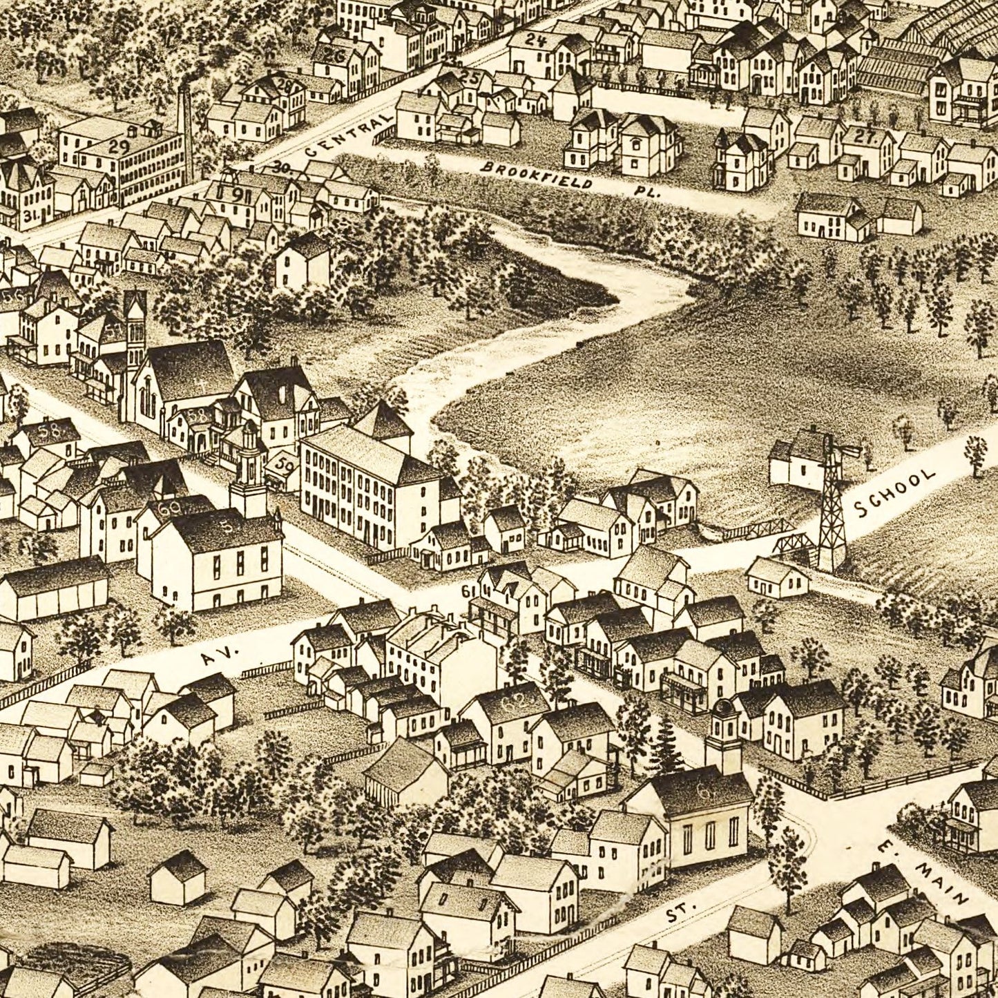 Vintage Map of Lancaster, New York, 1892