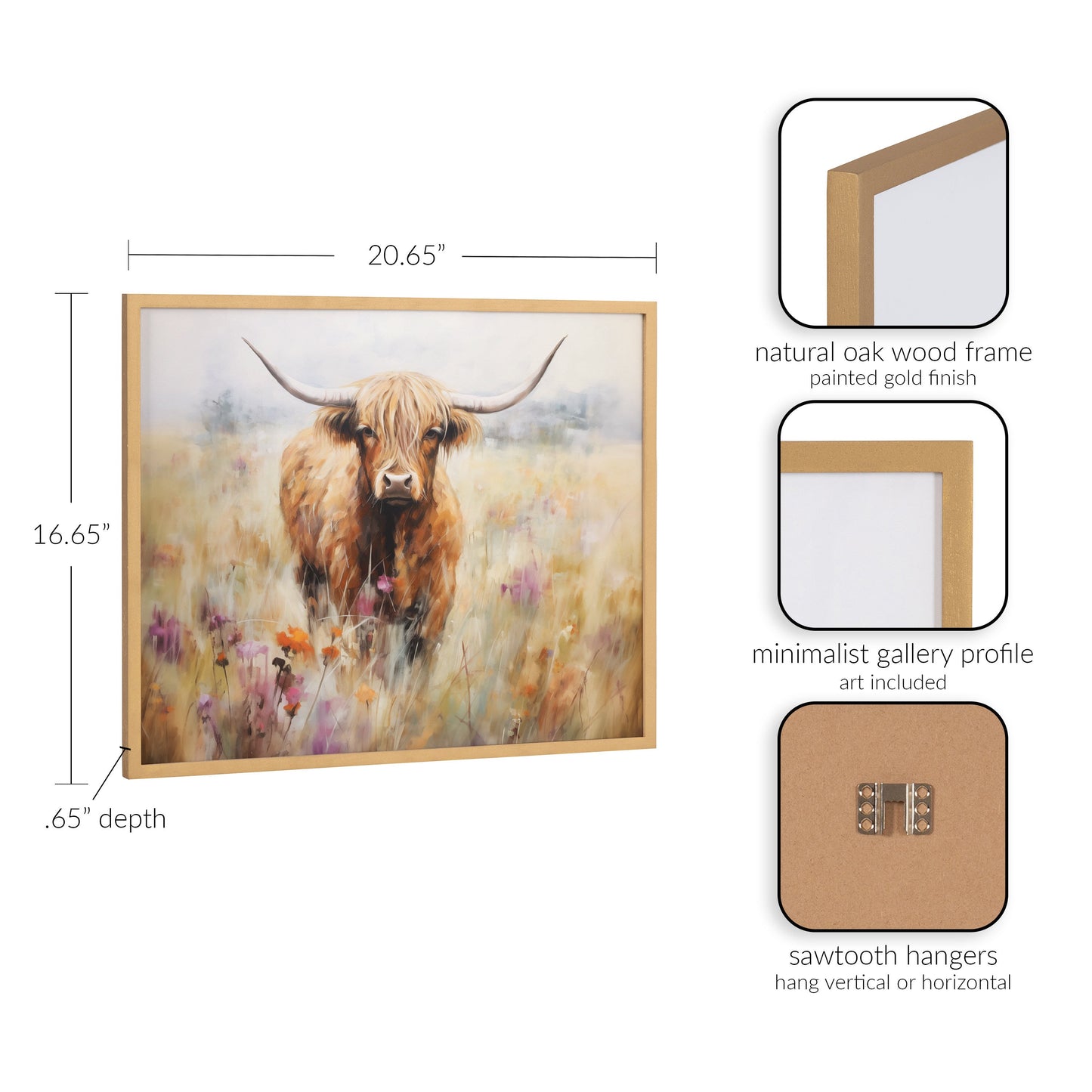Highland Cow in a Flower Field Framed Wall Art Print