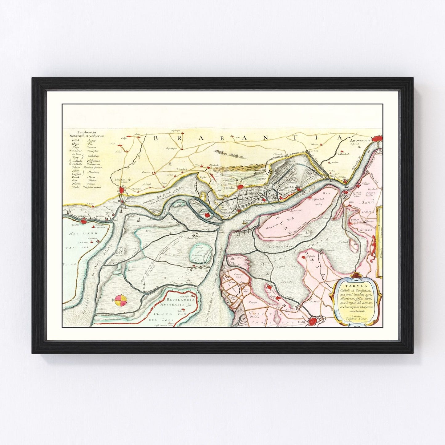 Restored vintage map of Antwerp, Belgium, 1665