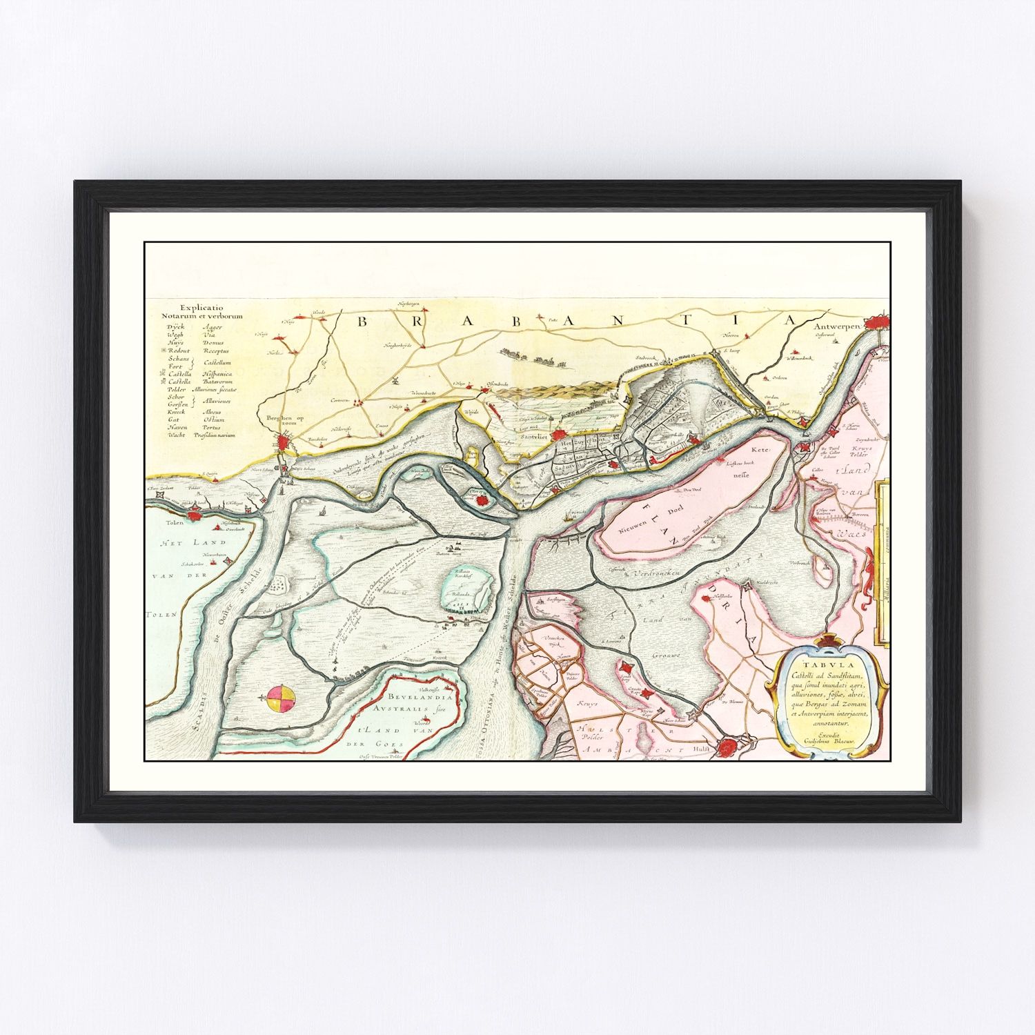 Restored vintage map of Antwerp, Belgium, 1665