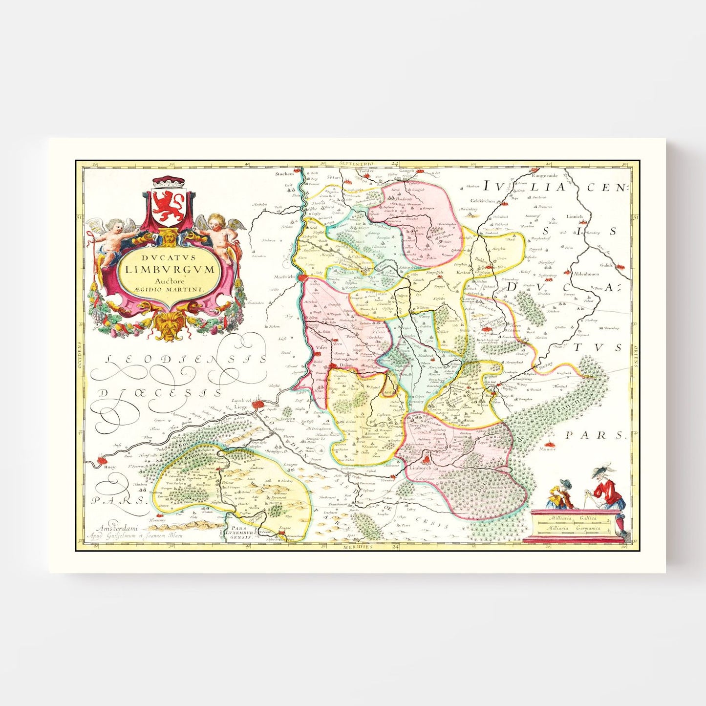 Vintage Map of Limburg, Belgium, 1665