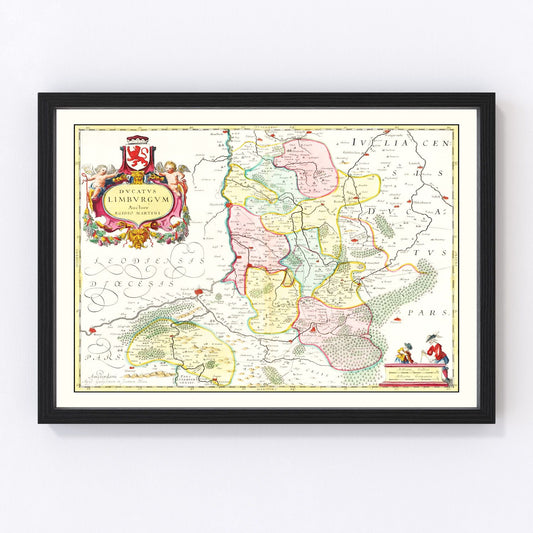 Vintage map of Limburg, Belgium, 1665