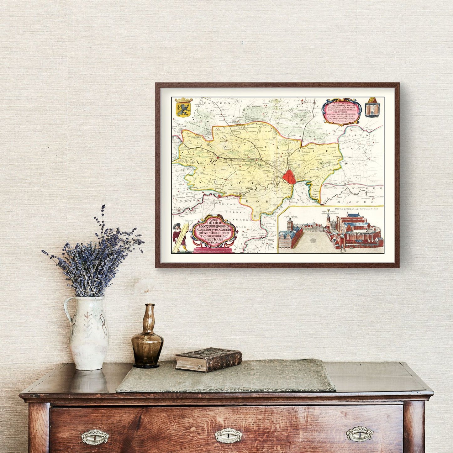 Vintage Map of Ghent, Belgium, 1665
