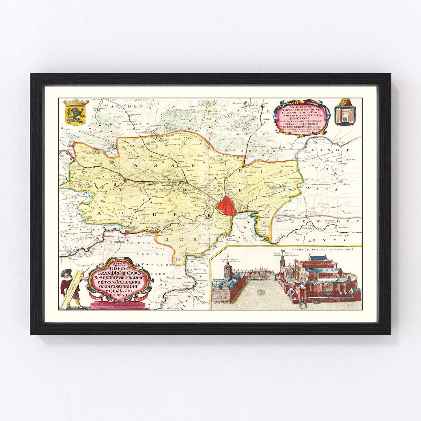 Vintage map of Ghent, Belgium, 1665