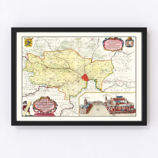 Vintage map of Ghent, Belgium, 1665