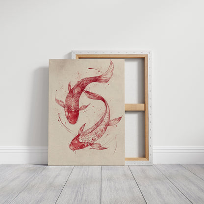 Koi Fish Wall Art Minimalist Japanese Ink Print