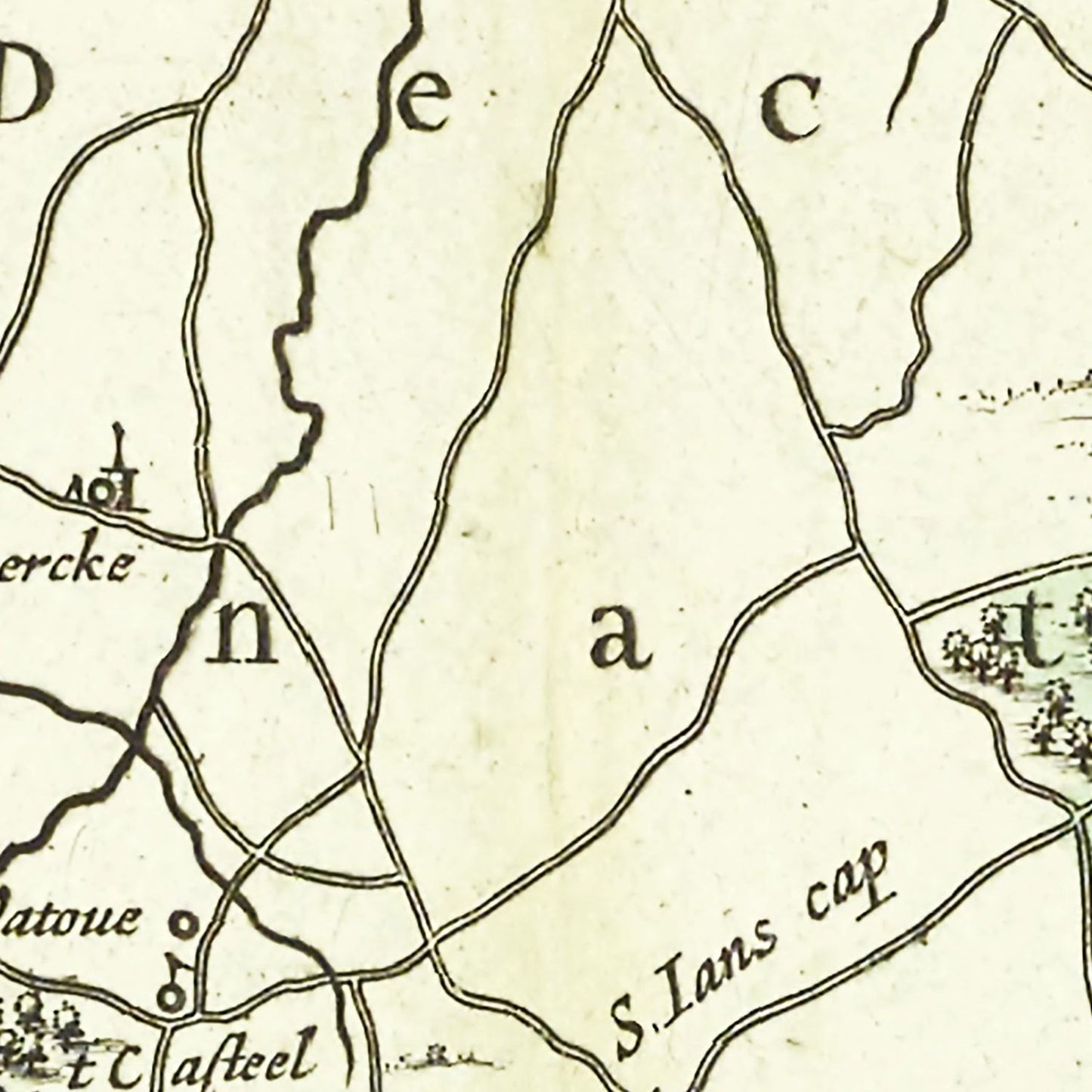 Vintage Map of Ypres, Belgium, 1665