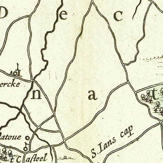 Vintage Map of Ypres, Belgium, 1665