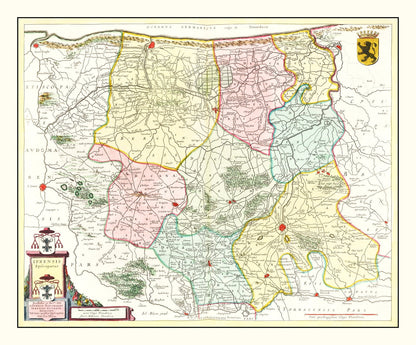 Vintage Map of Ypres, Belgium, 1665