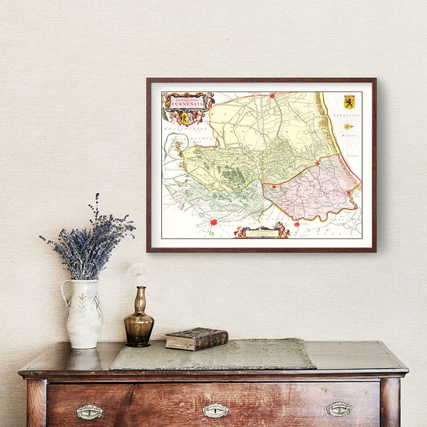 Vintage Map of Veurne, Belgium, 1665
