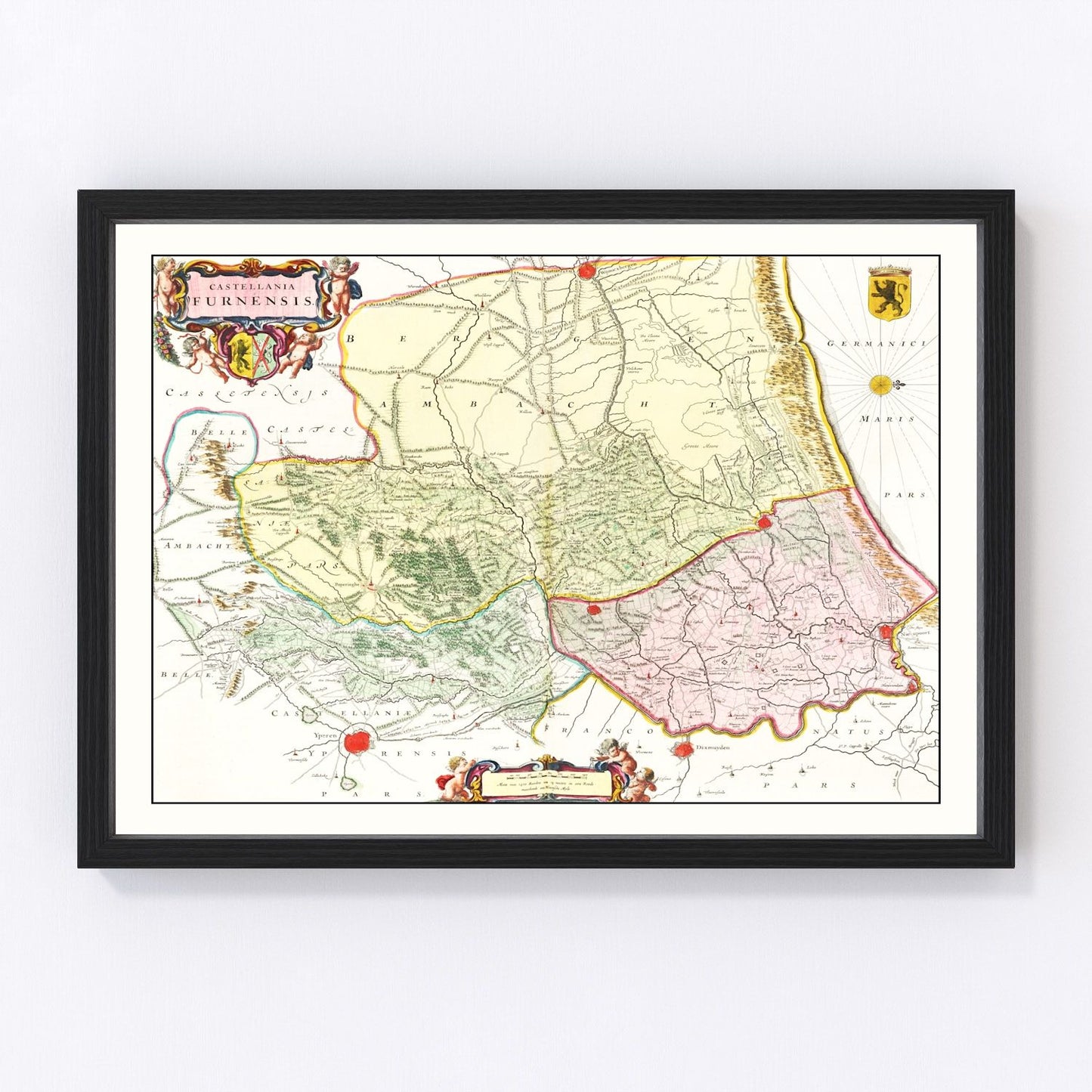 Vintage map of Veurne, Belgium, 1665