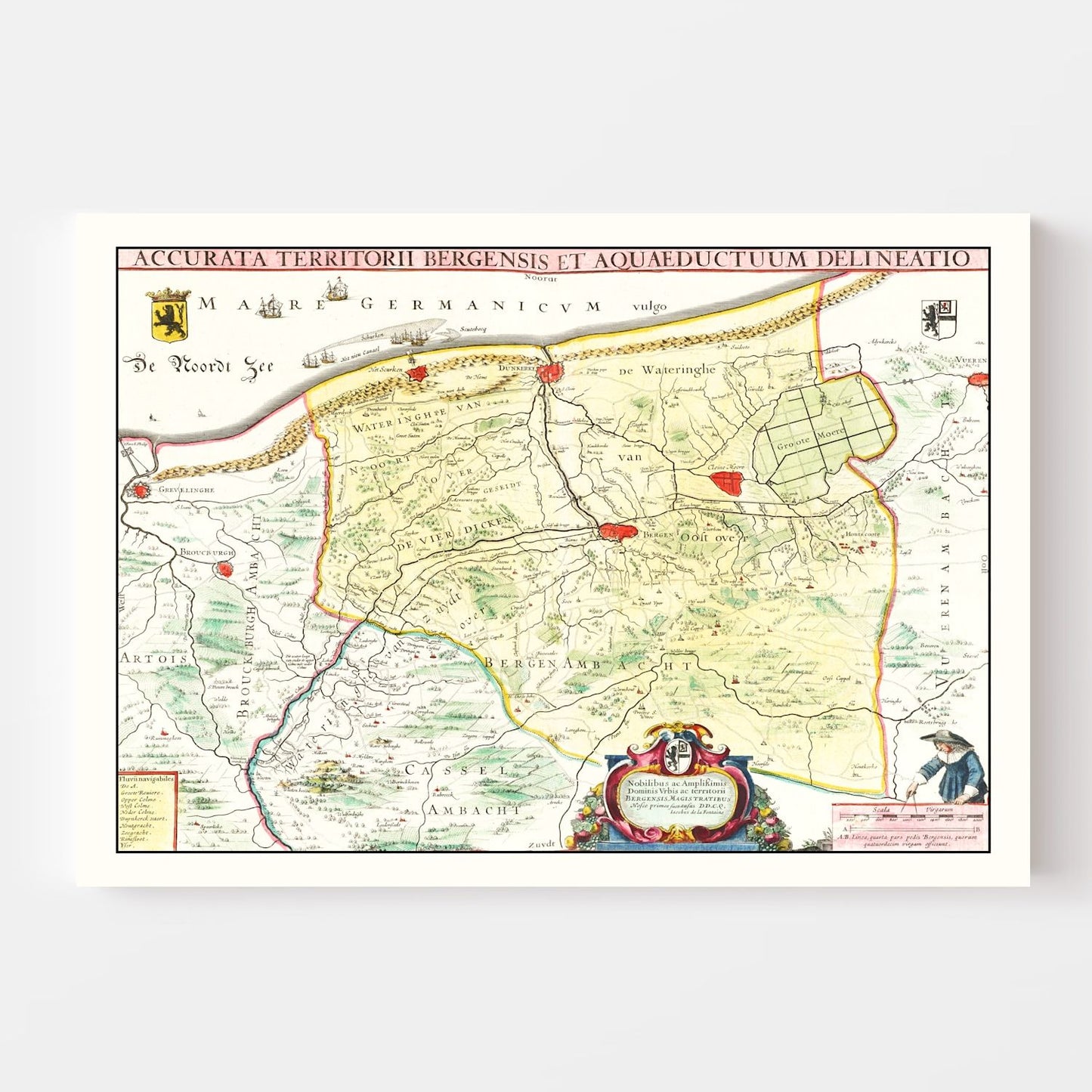 Vintage Map of Mons, Belgium, 1665