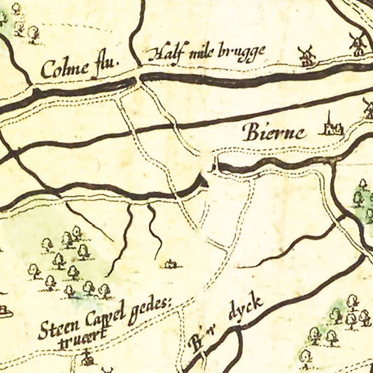 Vintage Map of Mons, Belgium, 1665