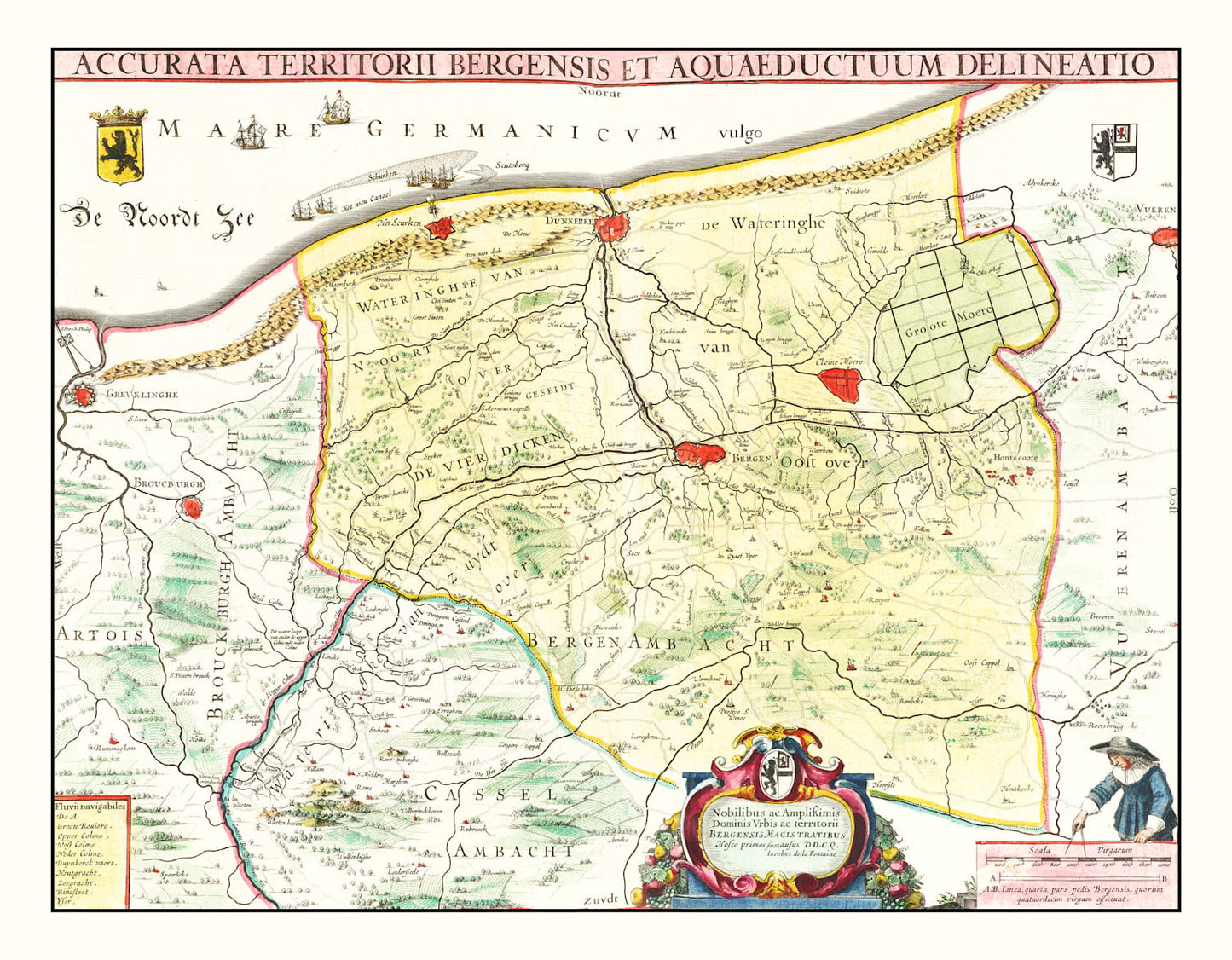 Vintage Map of Mons, Belgium, 1665