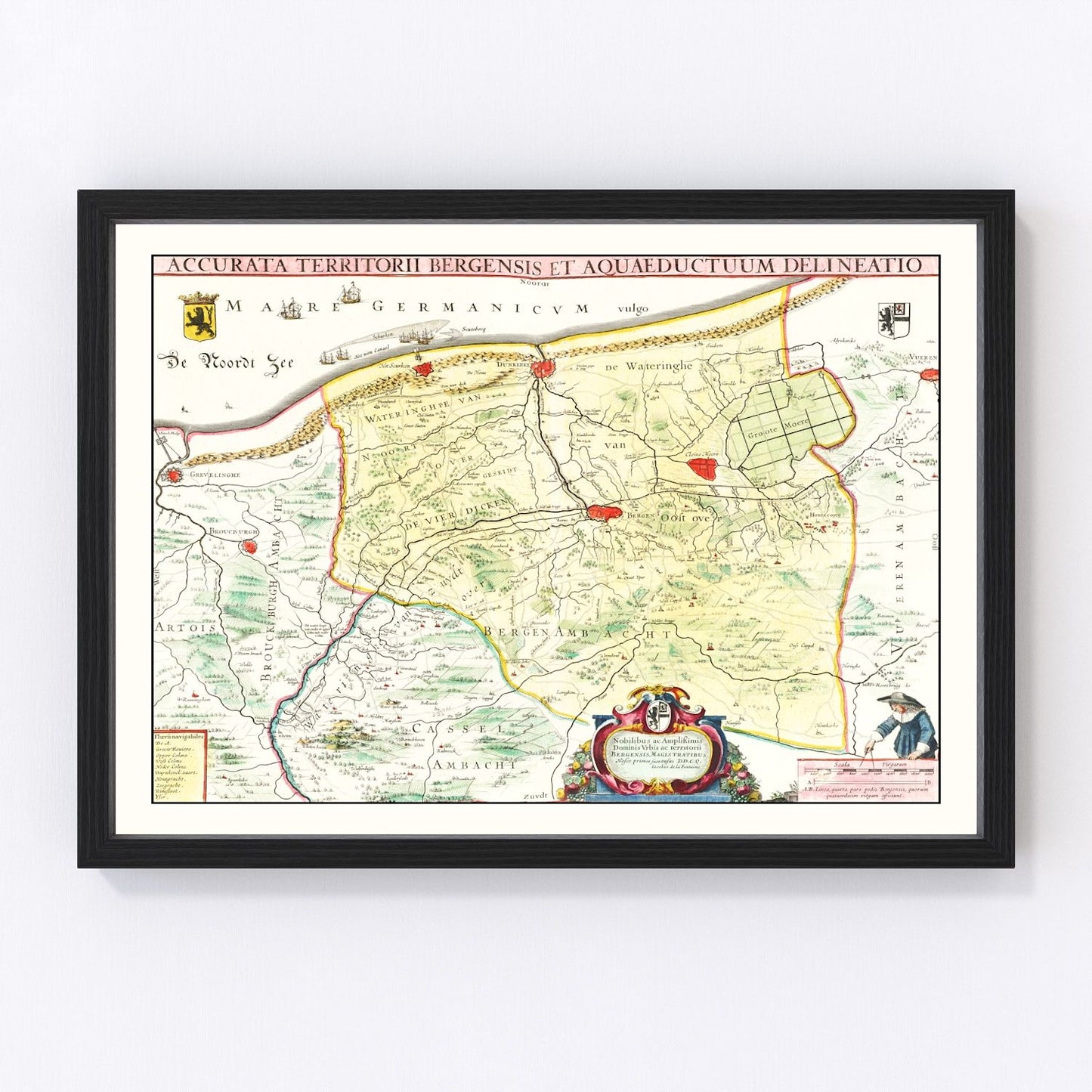 Vintage map of Mons, Belgium, 1665