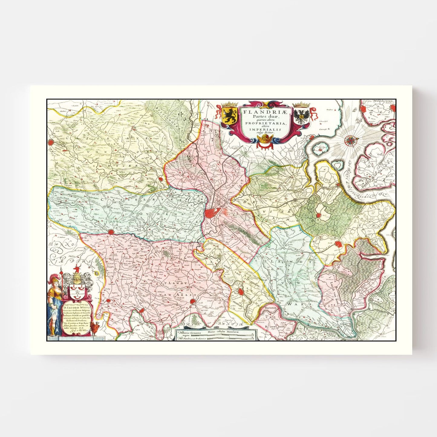 Vintage Map of Flanders, Belgium 1665