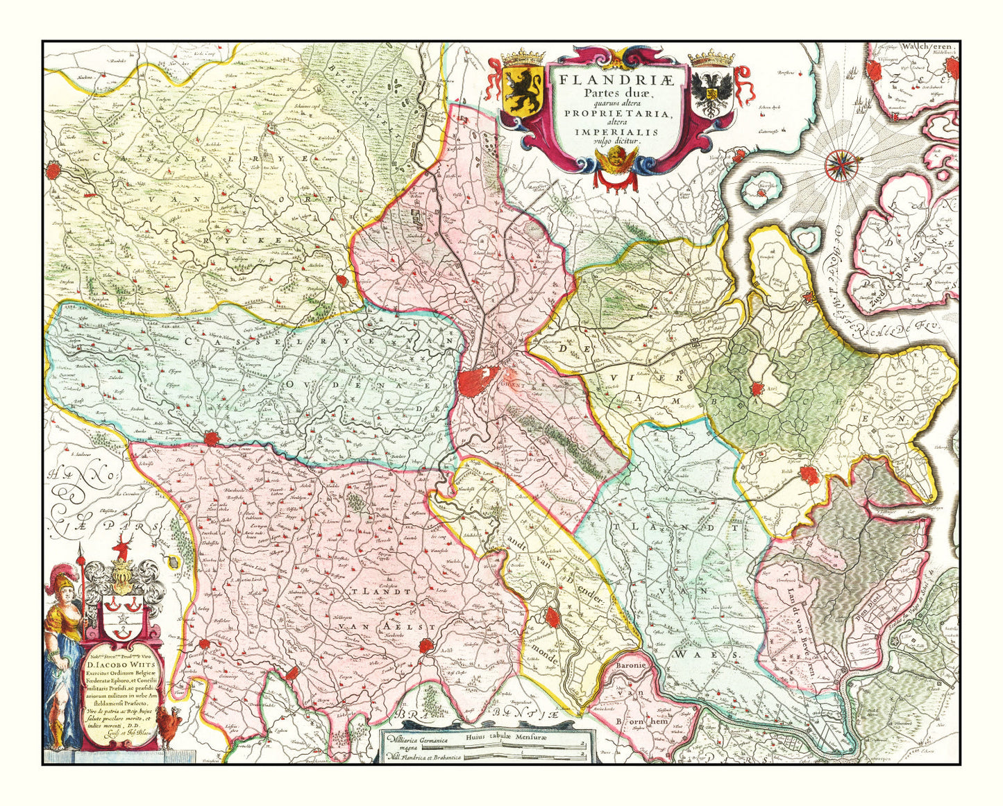 Vintage Map of Flanders, Belgium 1665