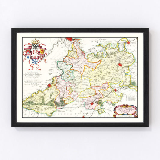 Vintage map of Ghent region, Belgium, 1665