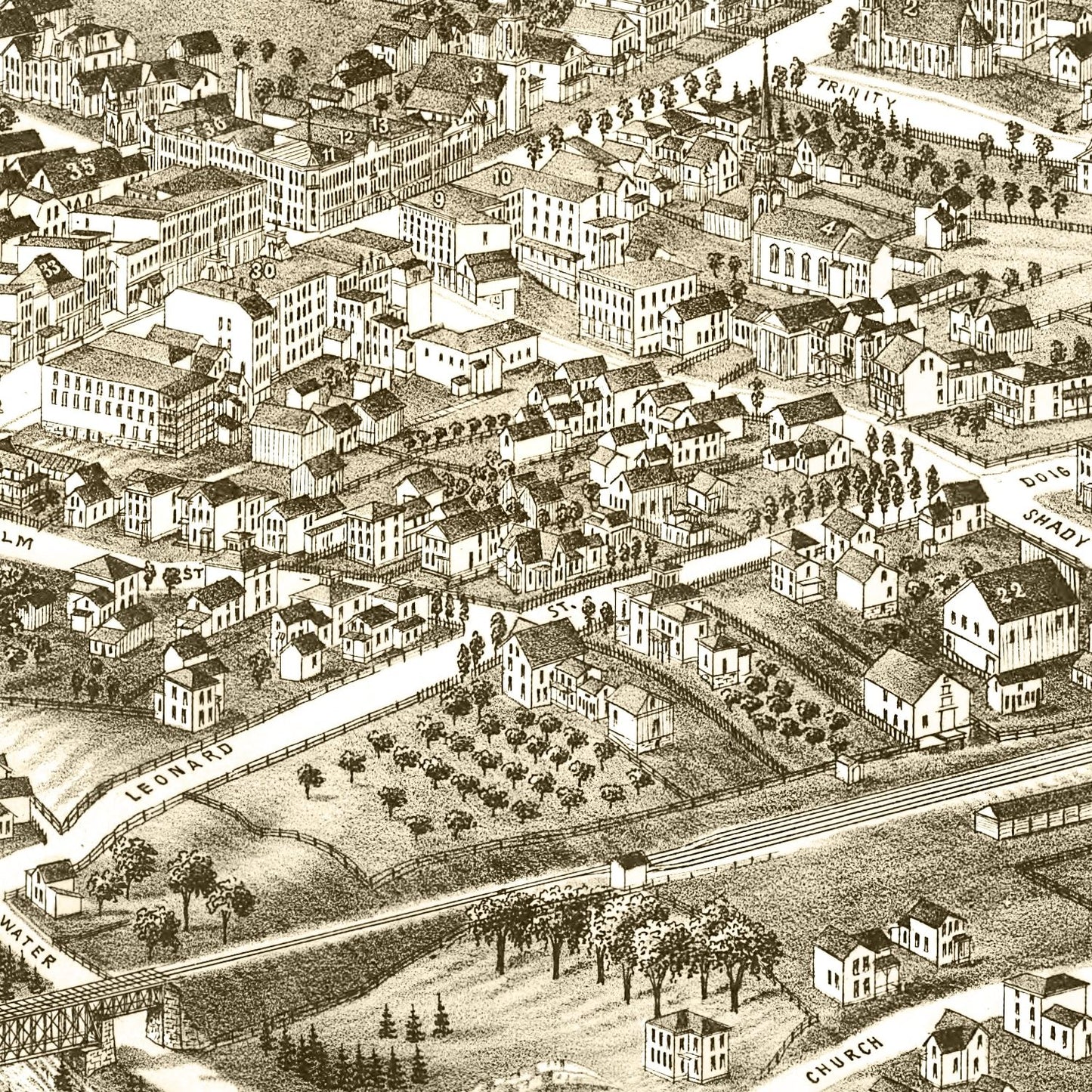 Vintage Map of Lowville, New York, 1885