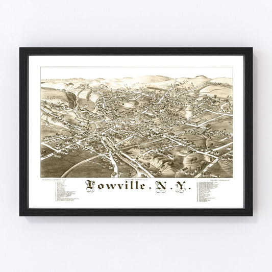 Vintage map of Lowville, New York, 1885