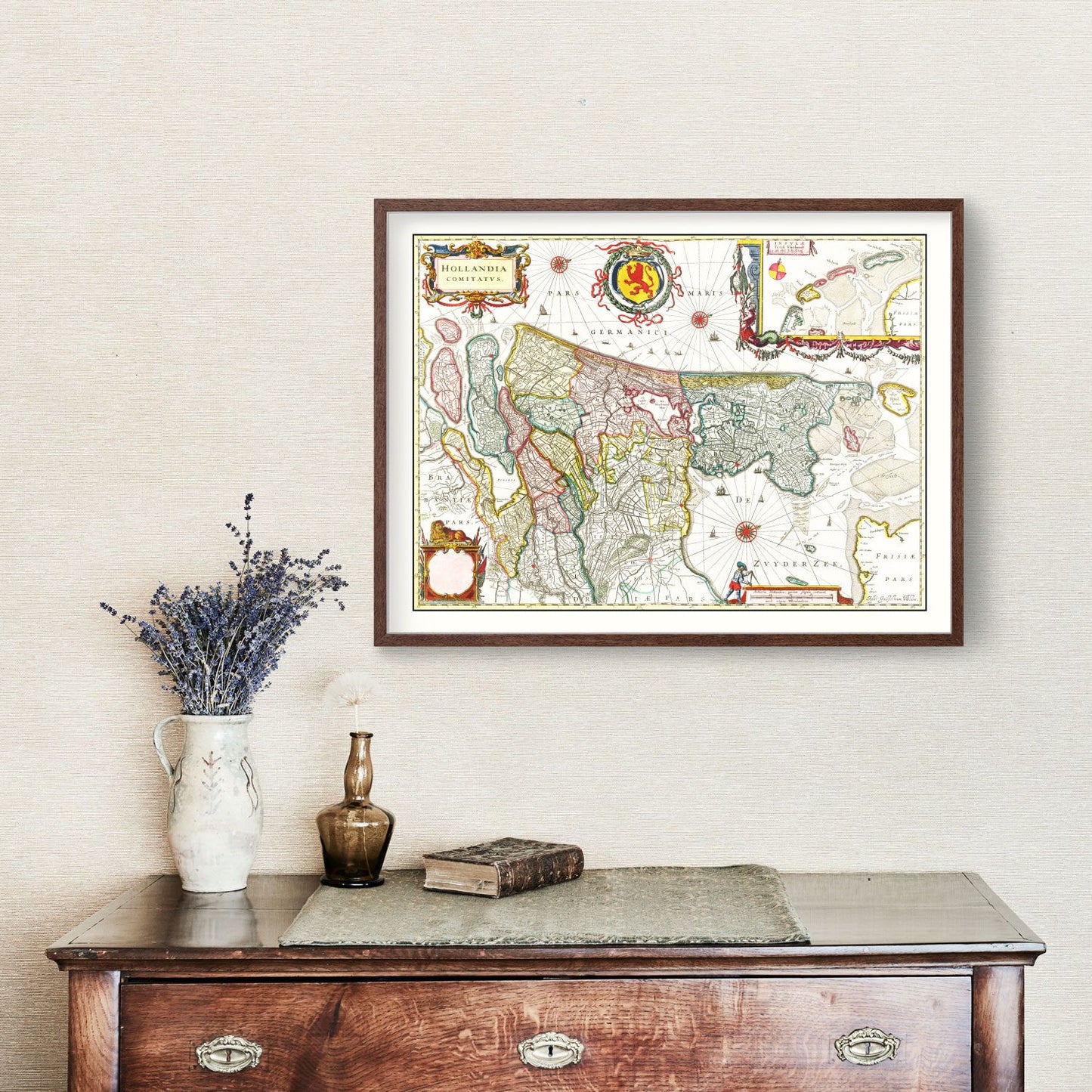 Vintage Map of Holland, 1665