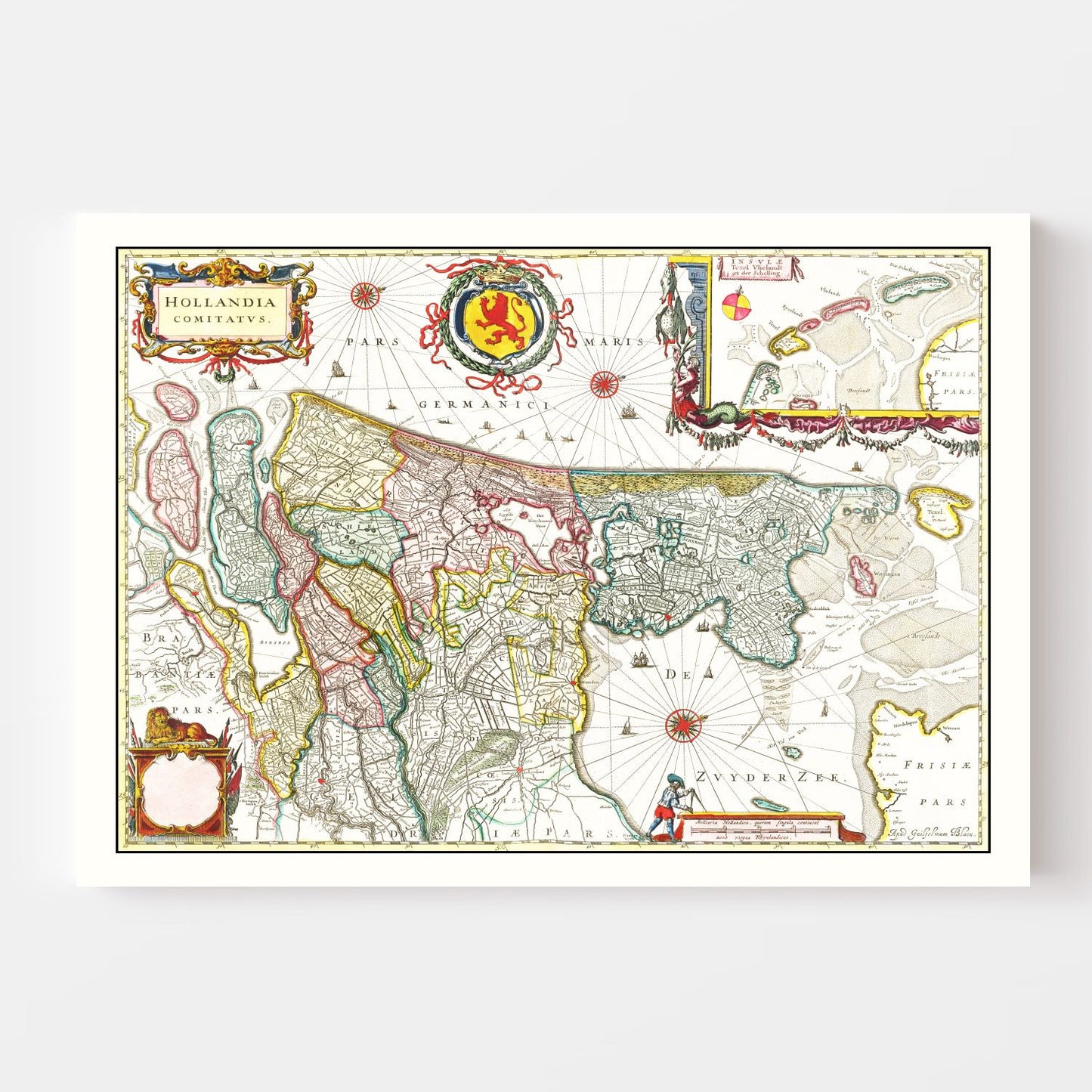 Vintage Map of Holland, 1665