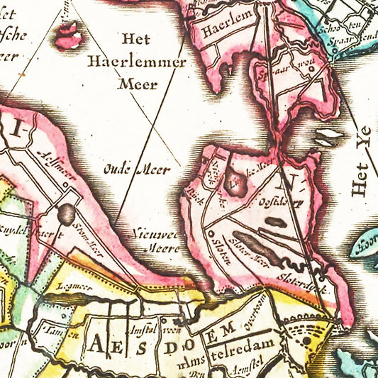 Vintage Map of Holland, 1665