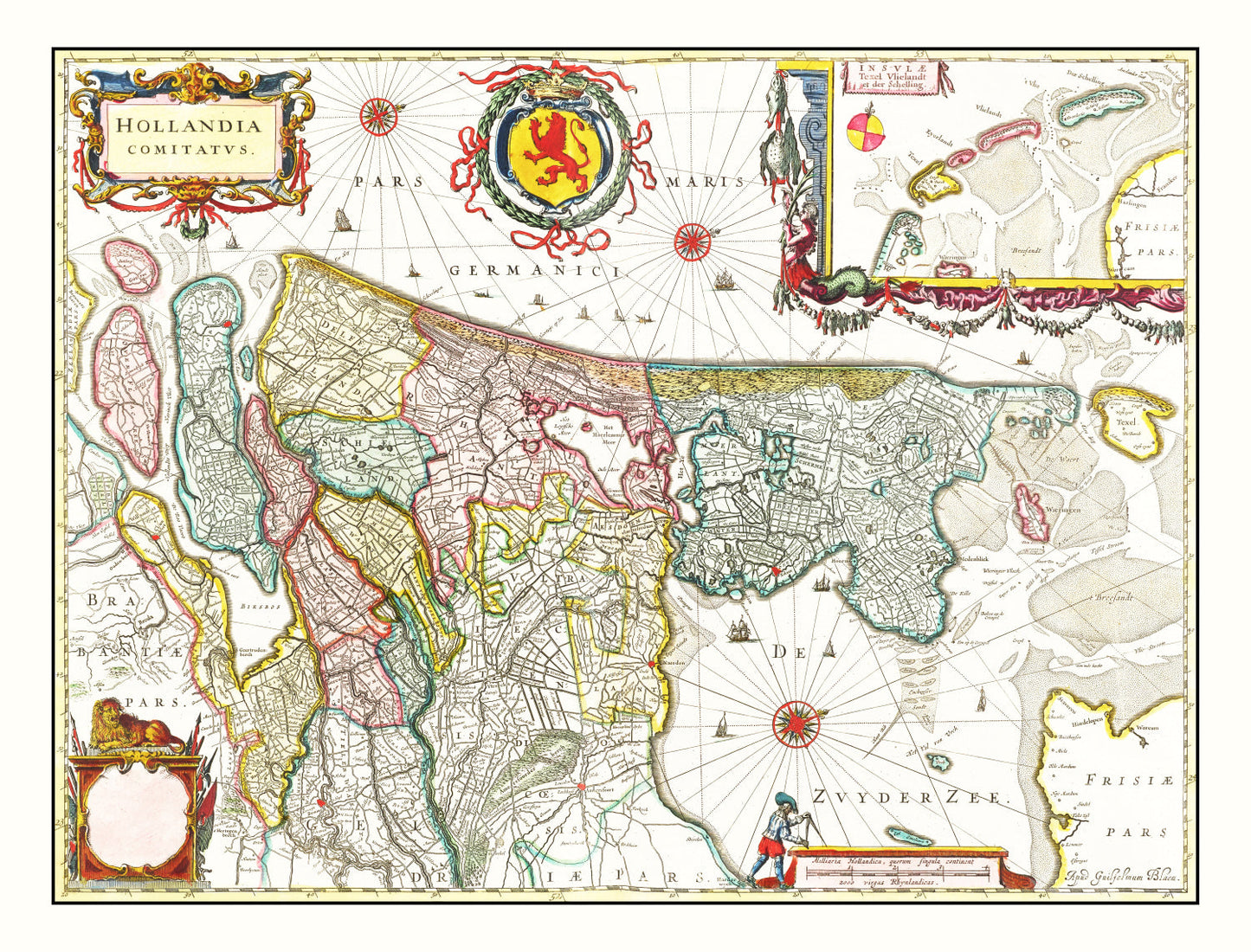 Vintage Map of Holland, 1665