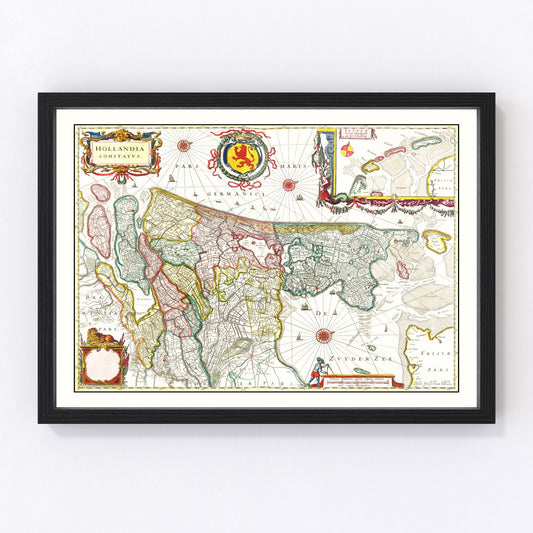 Vintage map of Holland, 1665