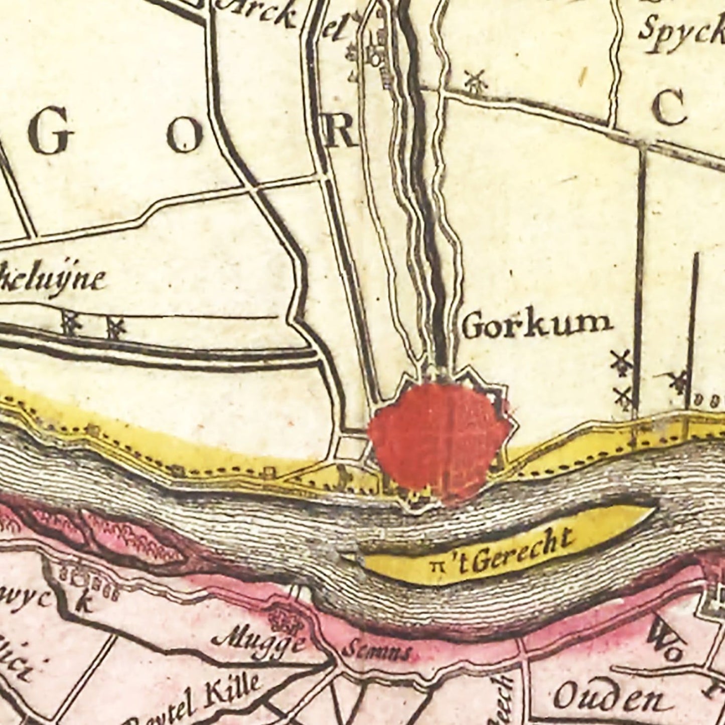 Vintage Map of Southern Holland, 1665