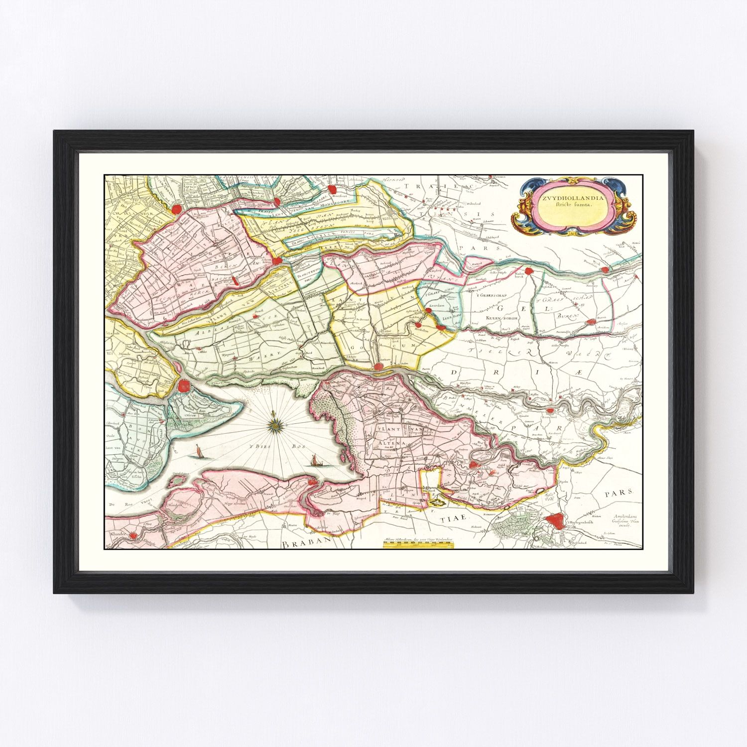 vintage map of Southern Holland, 1665