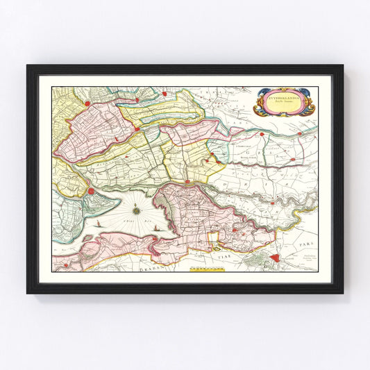 vintage map of Southern Holland, 1665