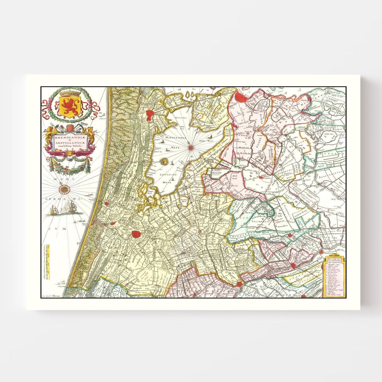 Vintage Map of Amsterdam Area, 1665
