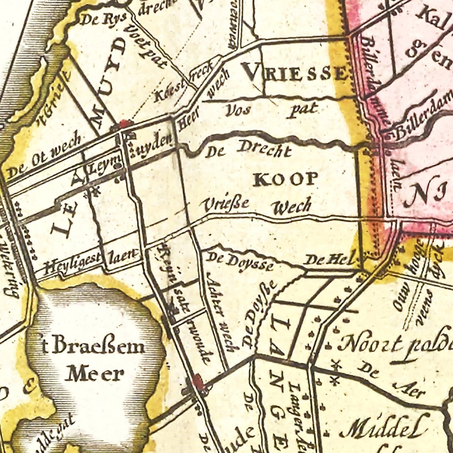 Vintage Map of Amsterdam Area, 1665