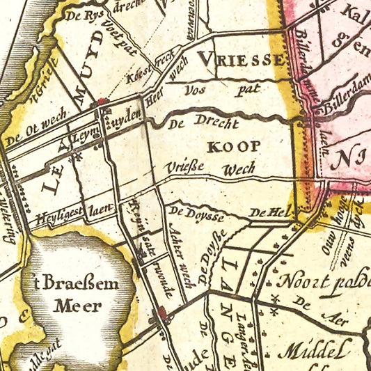 Vintage Map of Amsterdam Area, 1665