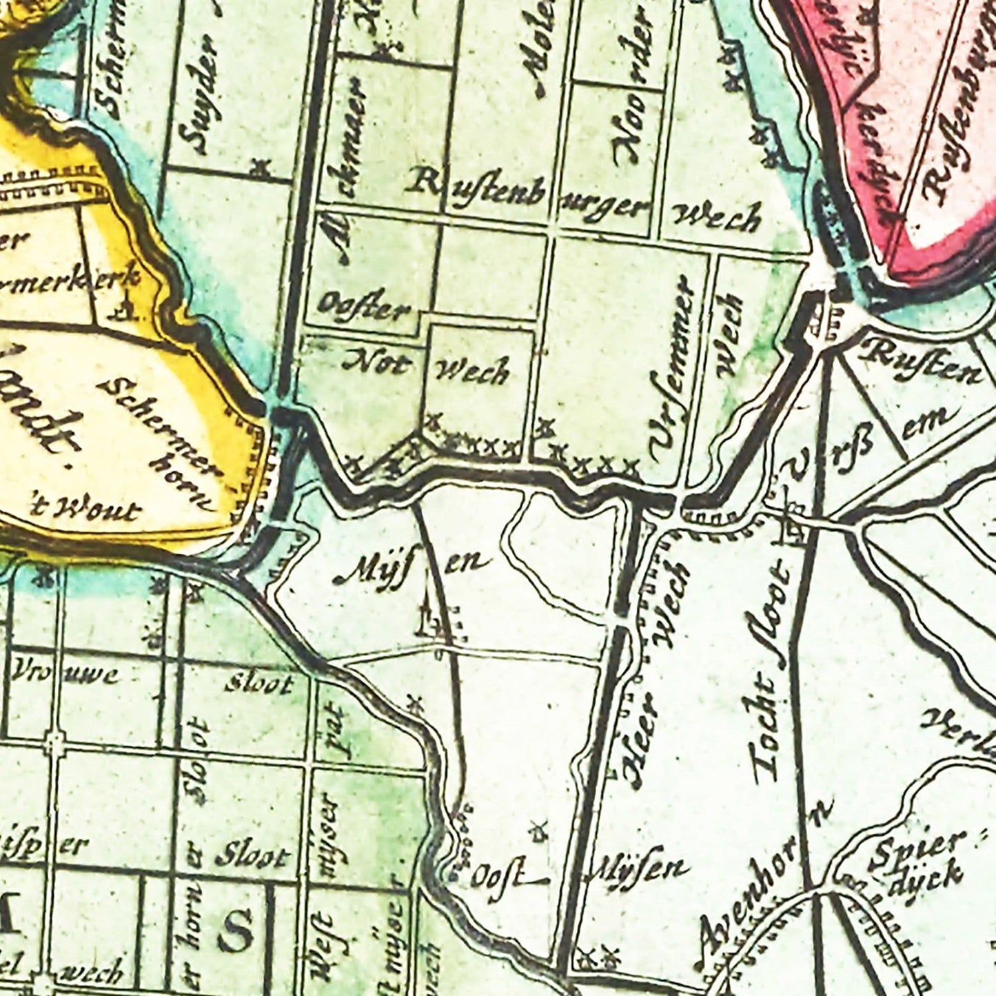Vintage Map of Northern Holland, 1665