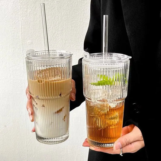Glass Cup with Lid and Straw: Sip in Style Instantly