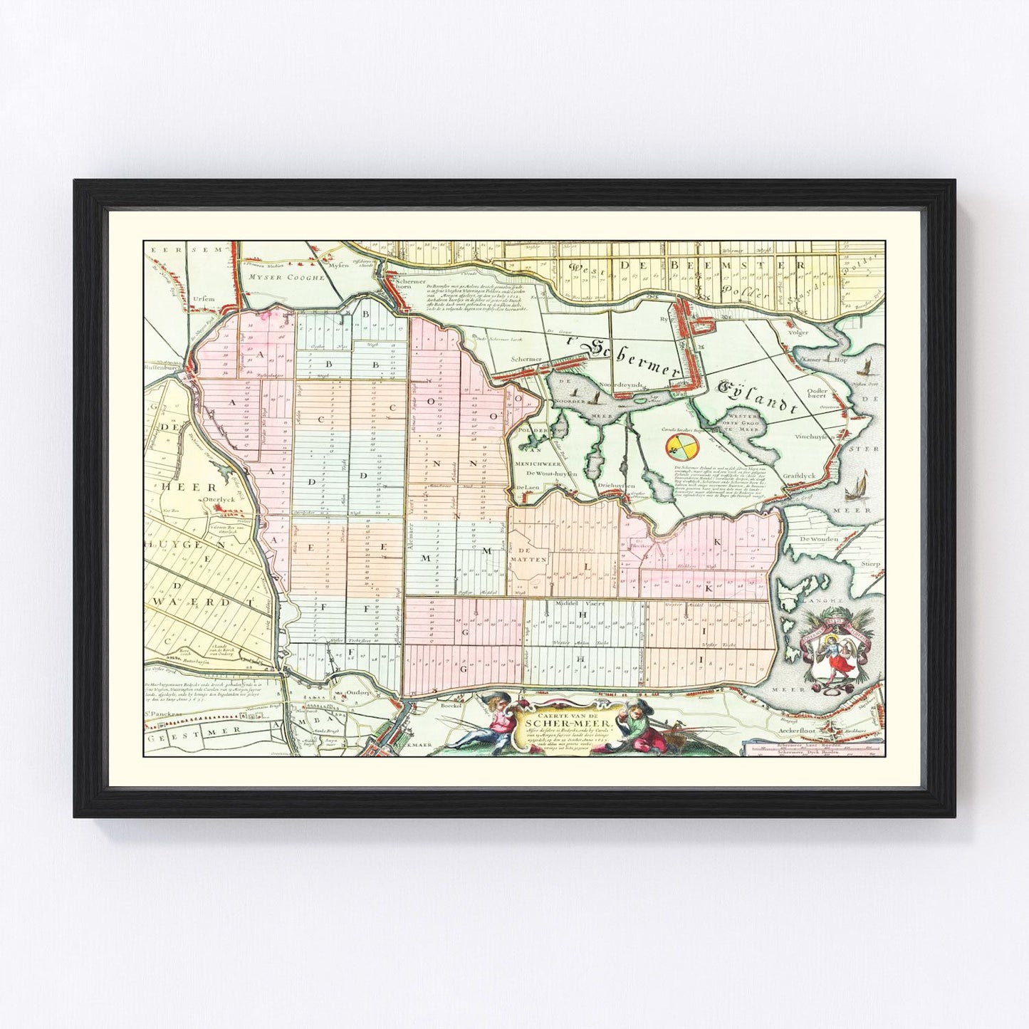 vintage map of Schermer, Holland, 1665